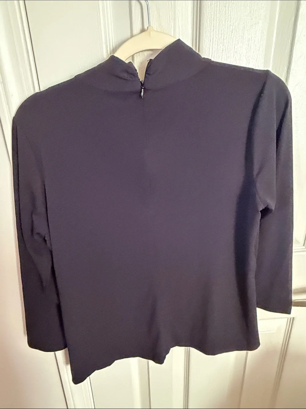 Michael Kors Black Long-Sleeve Keyhole Top with Gold Bar